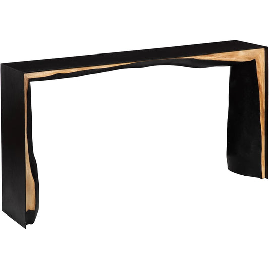 Framed Waterfall Console Table by Phillips Collection in natural, black. Made from wood, chamcha wood, metal, iron in a modern style.