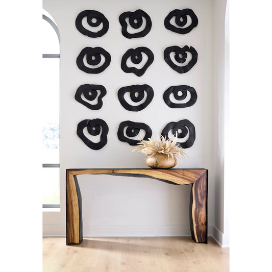 Framed Waterfall Console Table by Phillips Collection in natural, black. Made from wood, chamcha wood, metal, iron in a modern style.