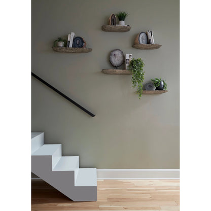 Floating Wall Shelf by Phillips Collection in gray and gray stone. Made from wood, chamcha wood in a modern style.