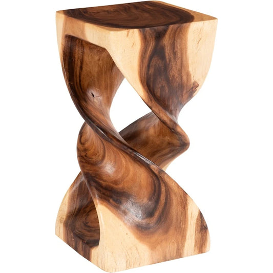 Double Twist Stool by Phillips Collection in brown and natural. Made from wood, chamcha wood in a modern style.