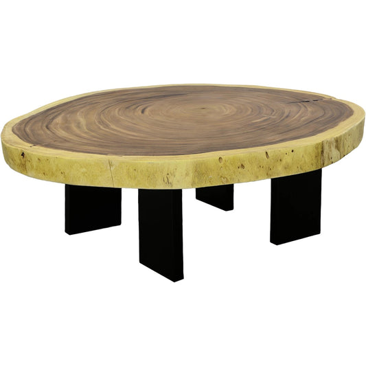 Floating Coffee Table with Black Legs by Phillips Collection. Made from chamcha wood, iron in a modern style.