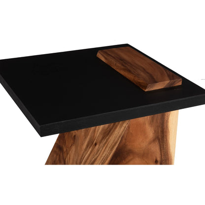 Slant Side Table by Phillips Collection in natural, black. Made from wood, chamcha wood, metal, iron in a modern style.