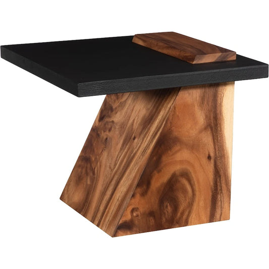 Slant Side Table by Phillips Collection in natural, black. Made from wood, chamcha wood, metal, iron in a modern style.