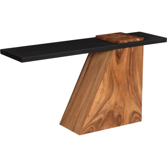 Slant Console by Phillips Collection in natural, black. Made from wood, chamcha wood, metal, iron in a modern style.