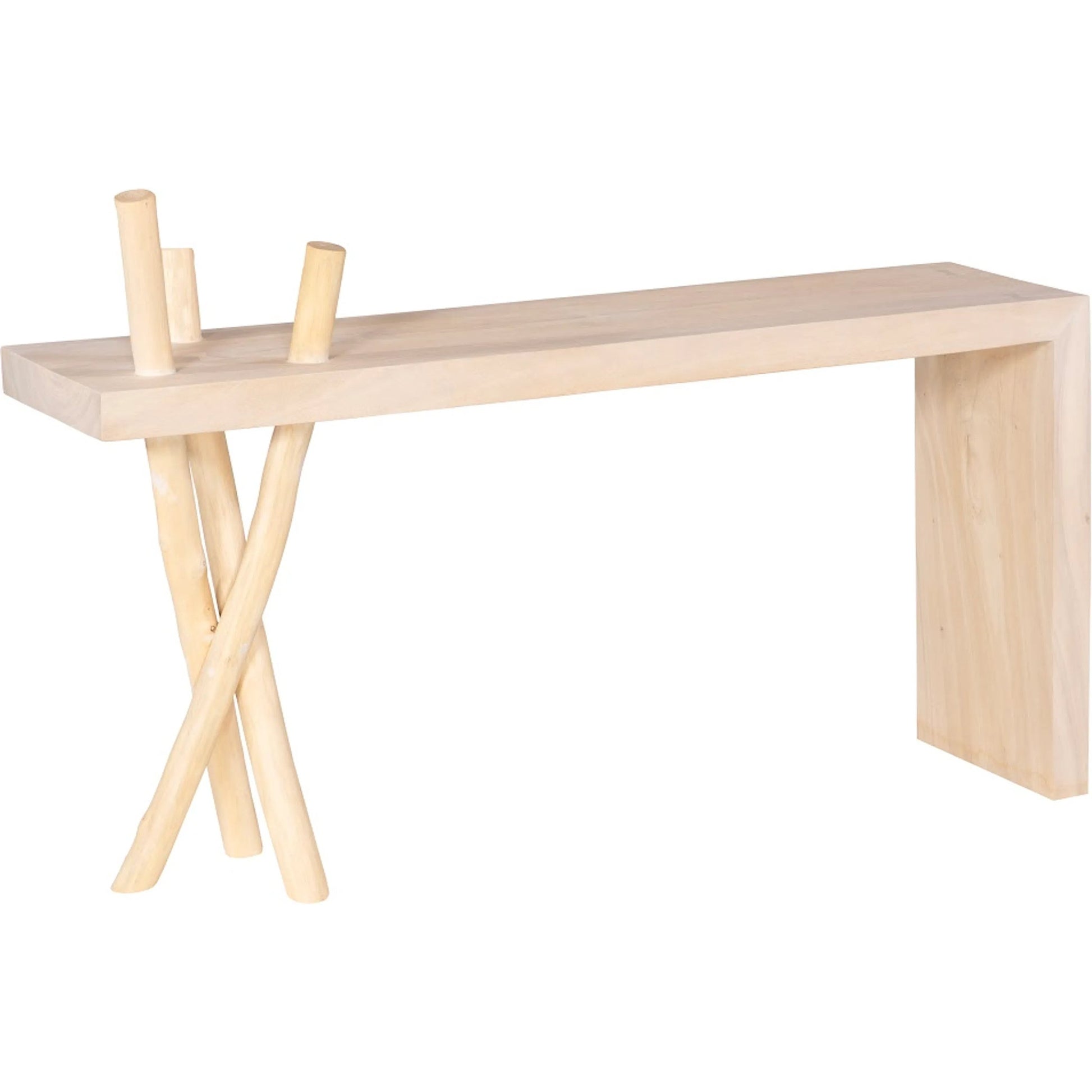 Branch Waterfall Console Table by Phillips Collection in off white and bleached. Made from wood, chamcha wood in a modern style.