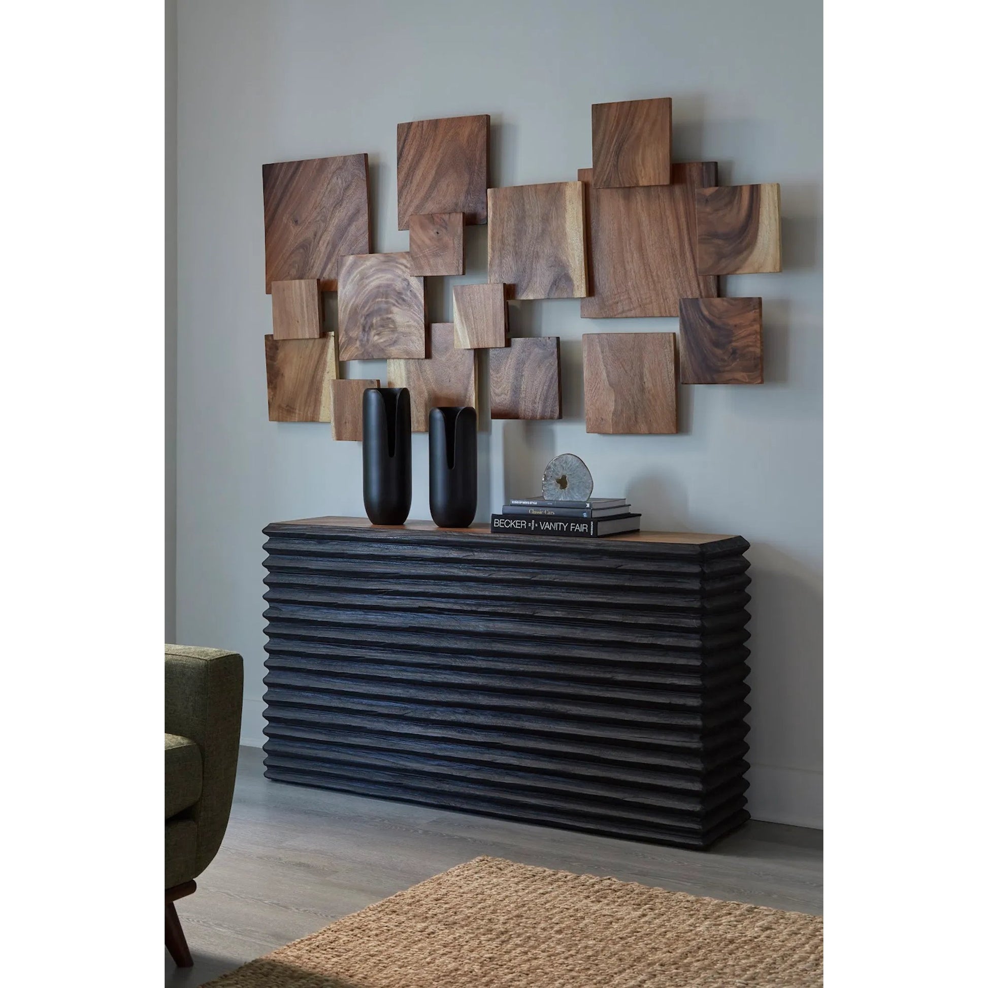 Layered Console Table by Phillips Collection in black, brown. Made from wood, chamcha wood in a eclectic & global style.