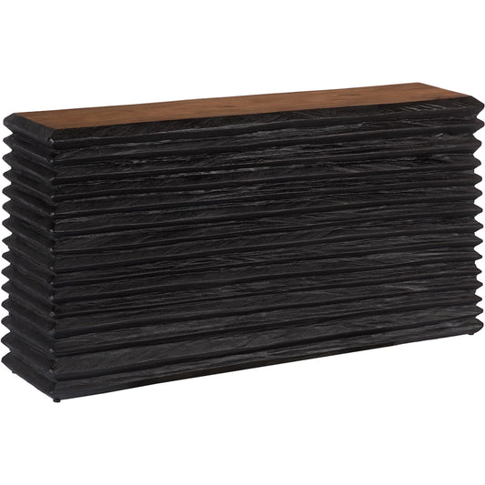 Layered Console Table by Phillips Collection in black, brown. Made from wood, chamcha wood in a unique style.