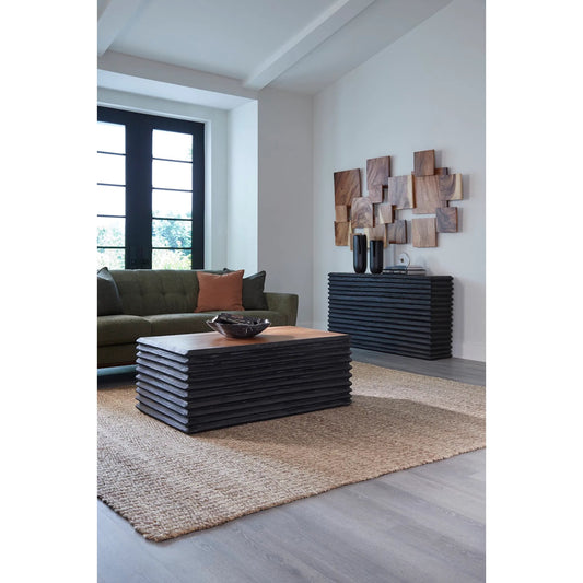 Layered Coffee Table by Phillips Collection in black, brown and natural. Made from wood, chamcha wood in a eclectic & global style.