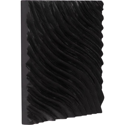 Carved Wall Tile, Wave by Phillips Collection in black. Made from wood, chamcha wood in a transitional style.
