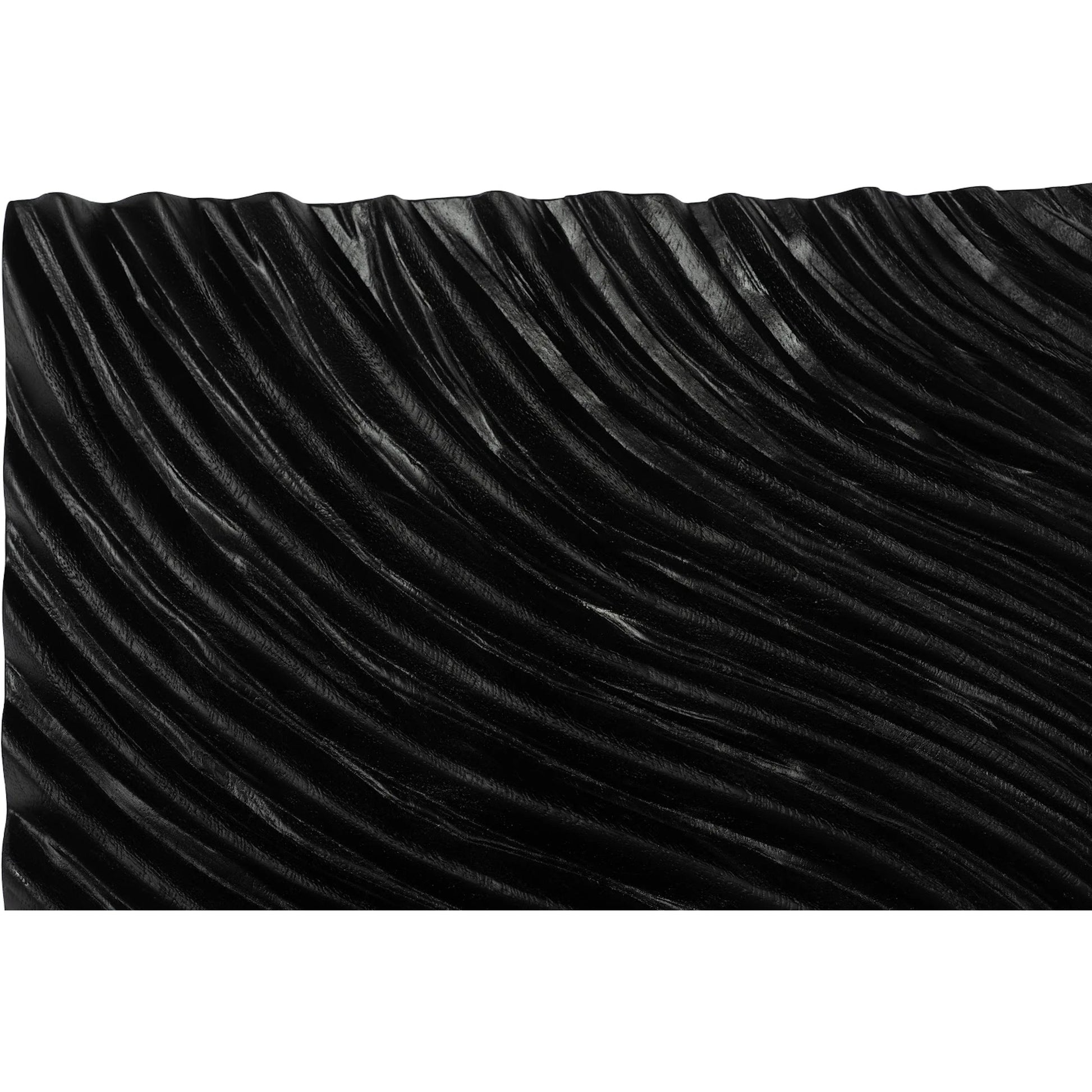 Carved Wall Tile, Wave by Phillips Collection in black. Made from wood, chamcha wood in a transitional style.