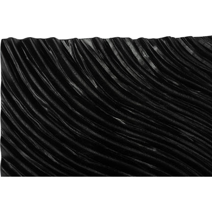 Carved Wall Tile, Wave by Phillips Collection in black. Made from wood, chamcha wood in a transitional style.