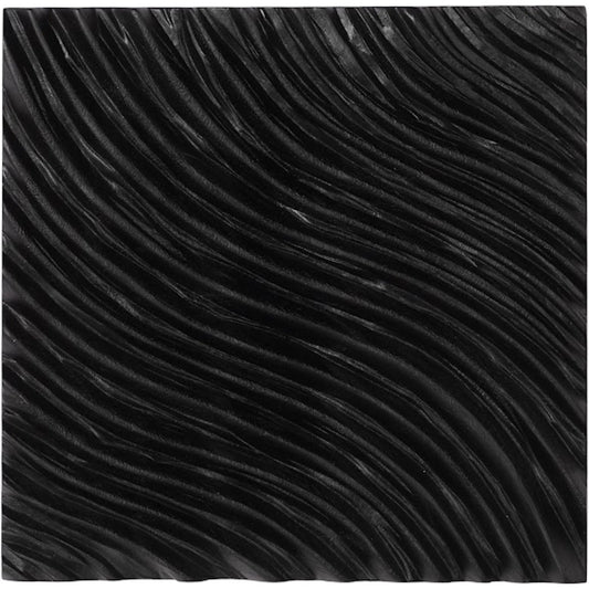 Carved Wall Tile, Wave by Phillips Collection in black. Made from wood, chamcha wood in a transitional style.