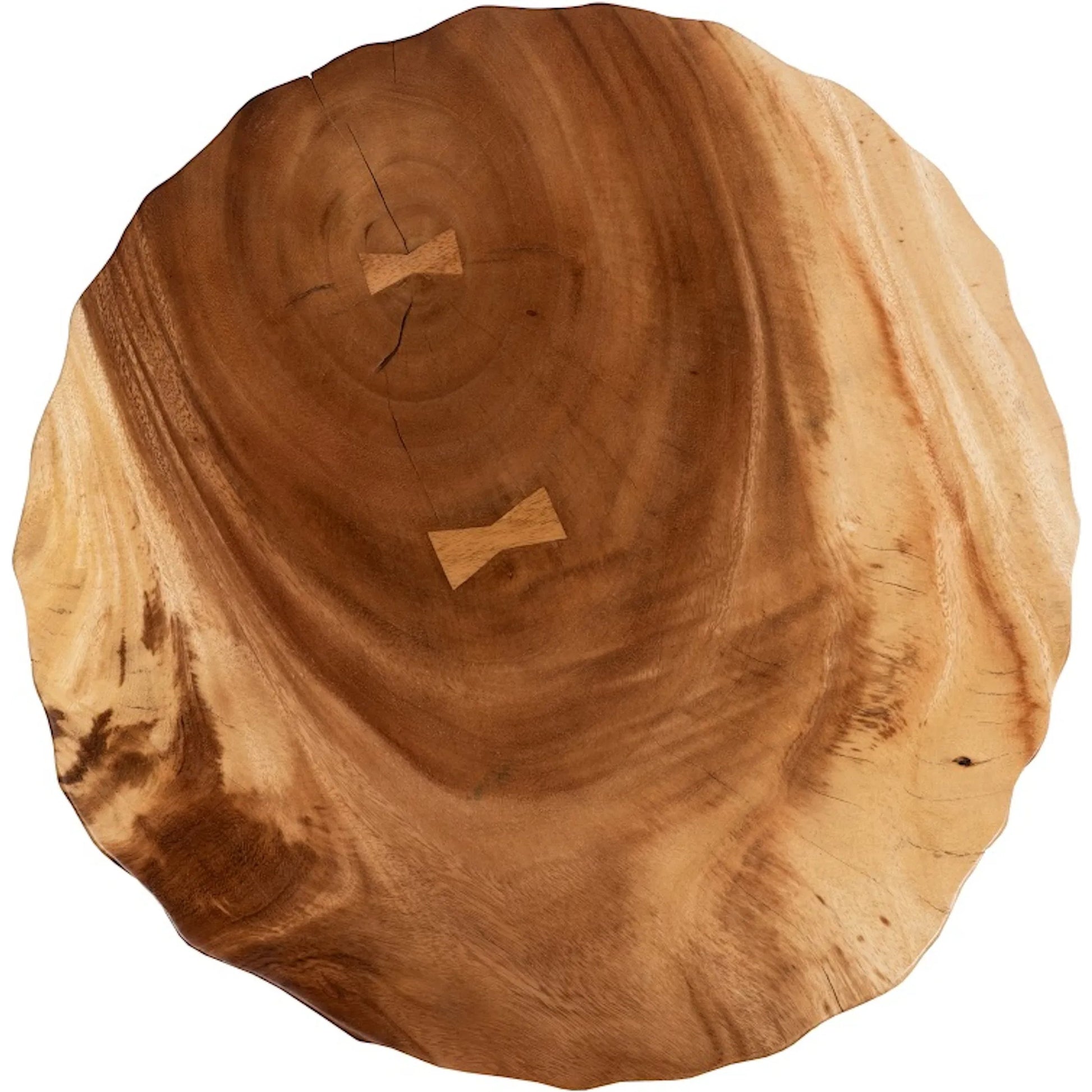 Indent Side Table by Phillips Collection in brown and natural. Made from wood, chamcha wood in a cottage & farmhouse style.