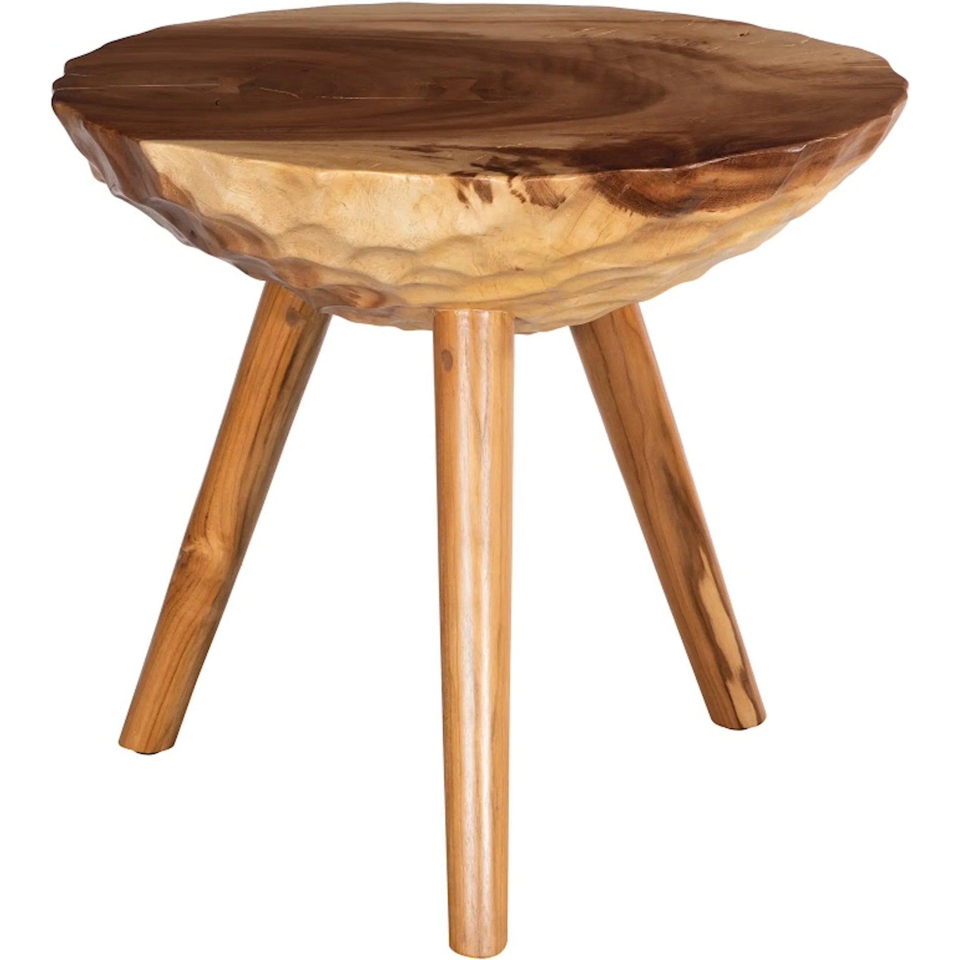 Indent Side Table by Phillips Collection in brown and natural. Made from wood, chamcha wood in a cottage & farmhouse style.