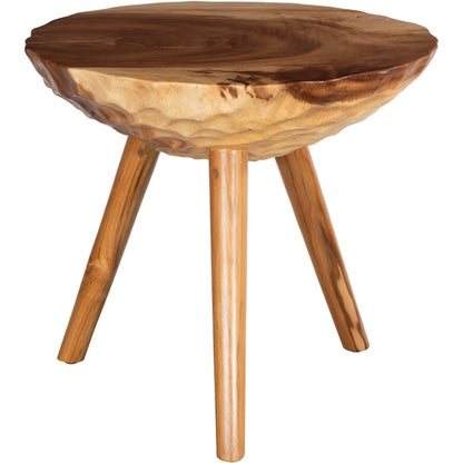 Indent Side Table by Phillips Collection in brown and natural. Made from wood, chamcha wood in a cottage & farmhouse style.