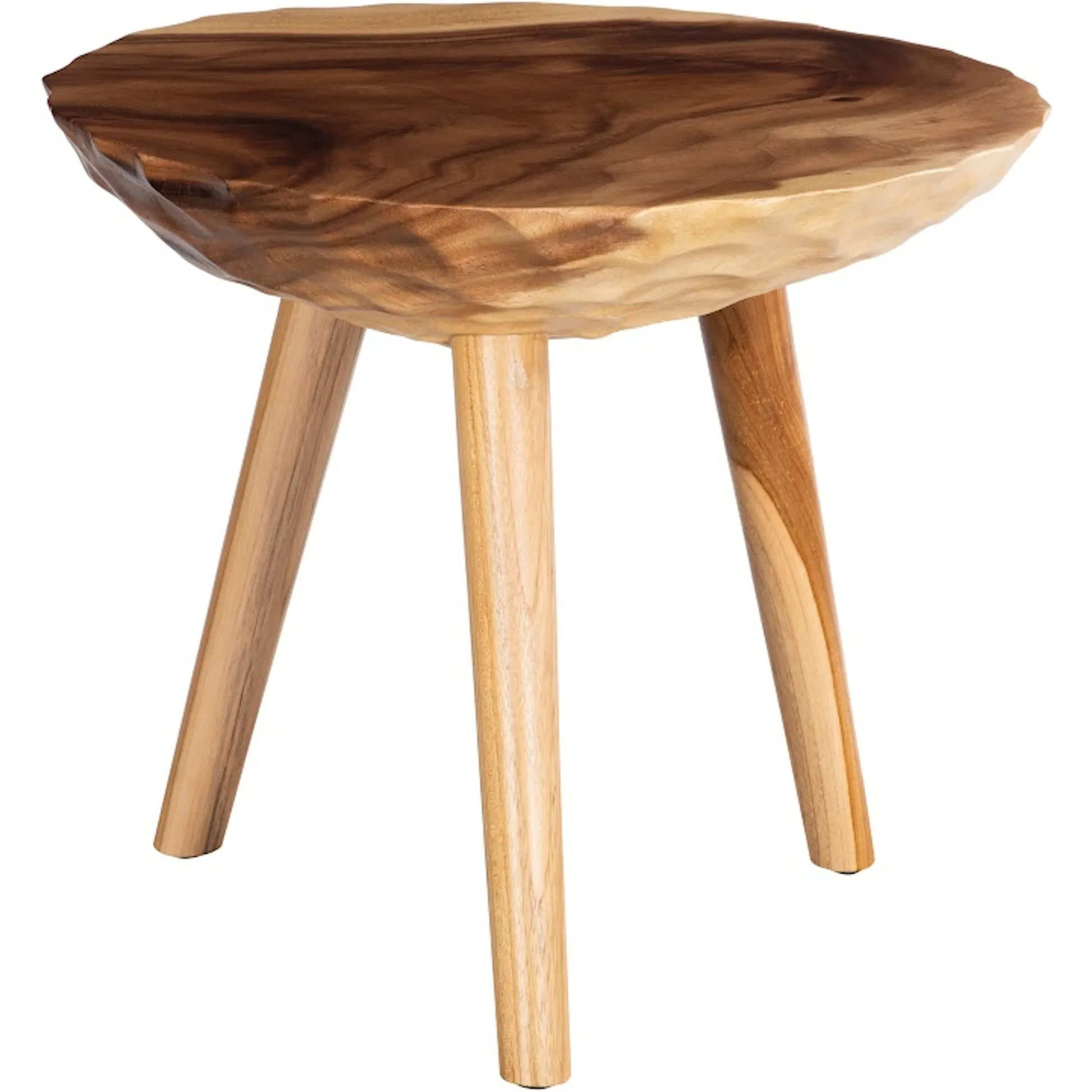 Indent Side Table by Phillips Collection in brown and natural. Made from wood, chamcha wood in a cottage & farmhouse style.