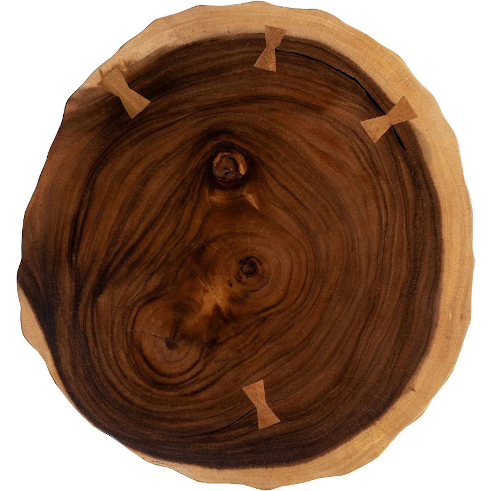 Indent Side Table by Phillips Collection in brown and natural. Made from wood, chamcha wood in a cottage & farmhouse style.