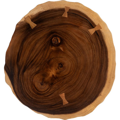 Indent Side Table by Phillips Collection in brown and natural. Made from wood, chamcha wood in a cottage & farmhouse style.