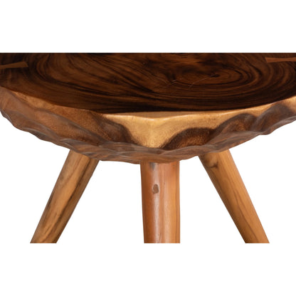 Indent Side Table by Phillips Collection in brown and natural. Made from wood, chamcha wood in a cottage & farmhouse style.