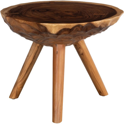 Indent Side Table by Phillips Collection in brown and natural. Made from wood, chamcha wood in a cottage & farmhouse style.