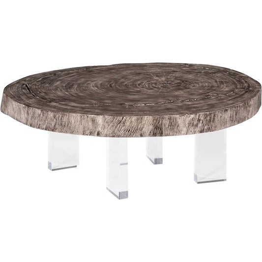 Floating Coffee Table on Acrylic Legs by Phillips Collection. Made from wood, chamcha wood acrylic in a unique style.