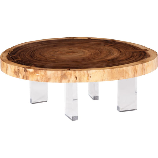 Floating Coffee Table on Acrylic Legs by Phillips Collection. Made from wood, chamcha wood acrylic in a unique style.