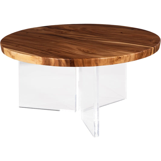 001 SI-2452523 | Primary Silo | Fling Round Dining Table with Acrylic Legs by Phillips Collection in brown and natural. Made from wood, chamcha wood acrylic in a unique style.