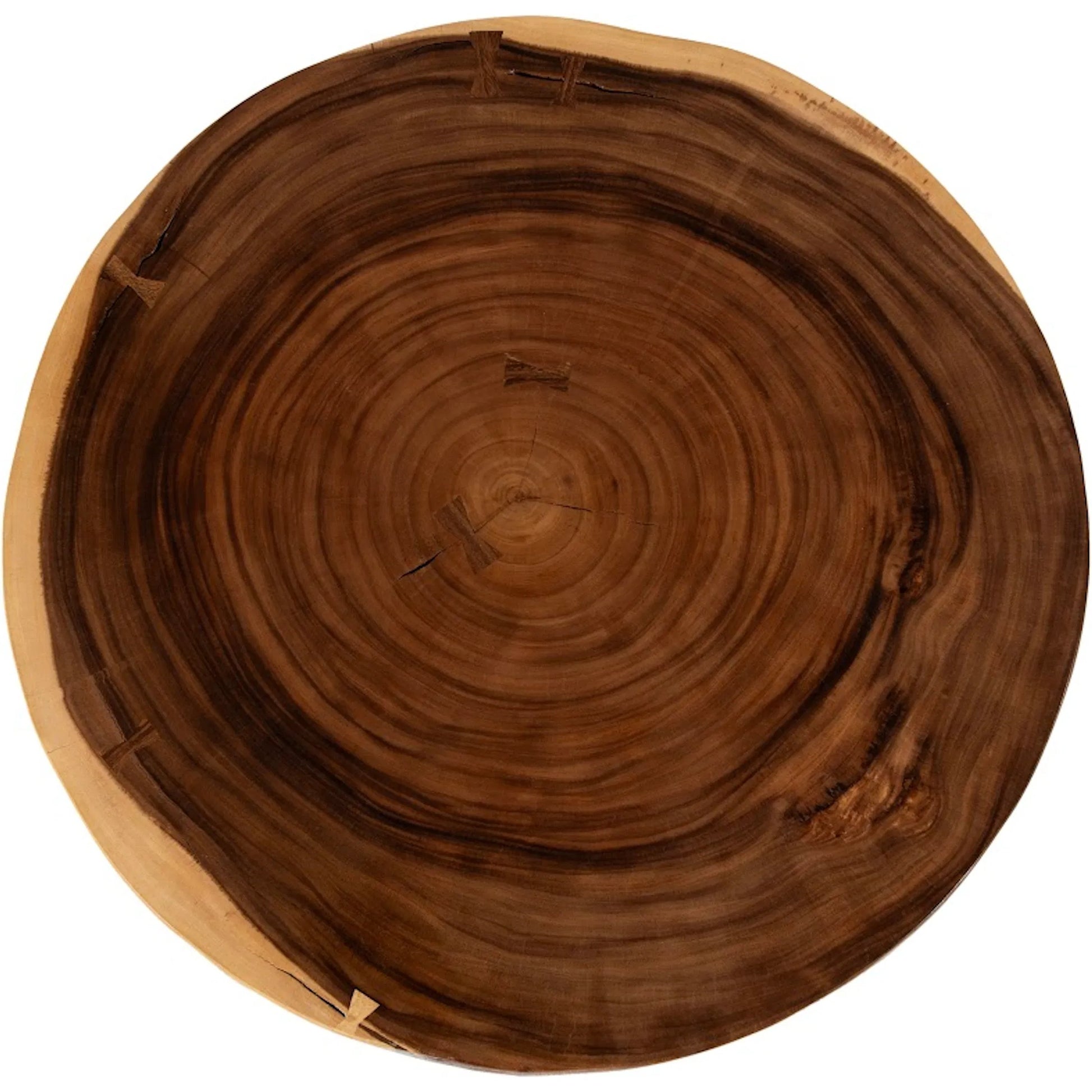 Fling Round Coffee Table with Acrylic Legs by Phillips Collection in brown and natural. Made from wood, chamcha wood acrylic in a modern style.