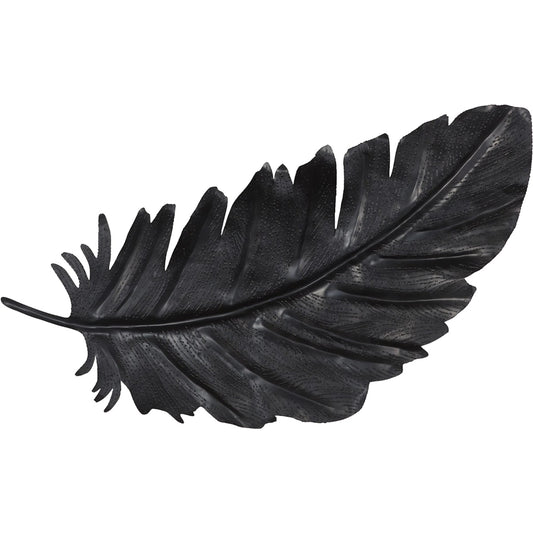 Feather Wall Decor by Phillips Collection in black and powder coat. Made from metal in a unique style.