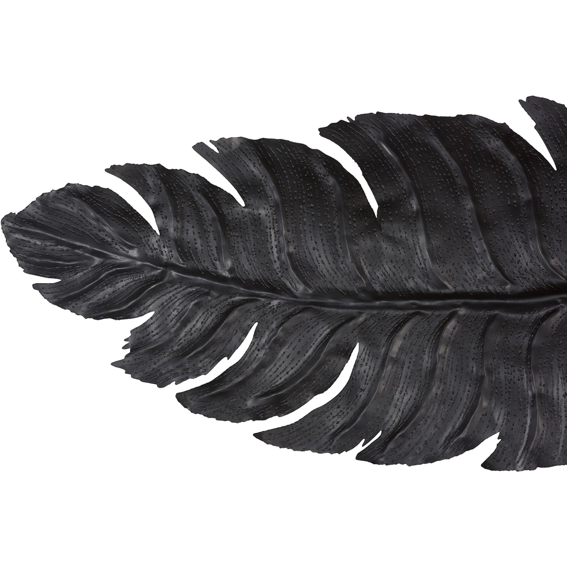 Feather Wall Decor by Phillips Collection in black and powder coat. Made from metal in a unique style.