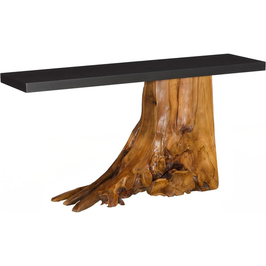 Teak Wood Console Table by Phillips Collection in black, brown. Made from unique in a modern style.