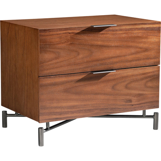 Loft Brasea 2 Drawer Nightstand 32" by Bernhardt in brown. Made from wood, metal in a unique style.