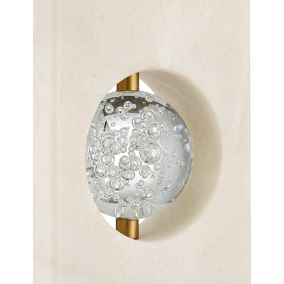 Radiant Table Lamp by Currey and Company in white, clear, antique brass. Made from white marble, glass, metal in a modern style.