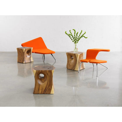 Peek a Boo Side Table by Phillips Collection in brown. Made from wood in a rustic style.