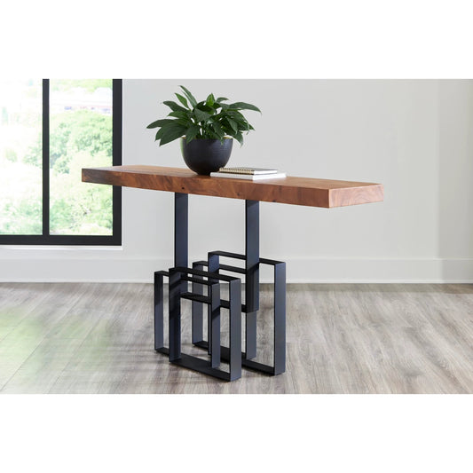 Score Console Table by Phillips Collection in brown, black. Made from wood in a modern style.