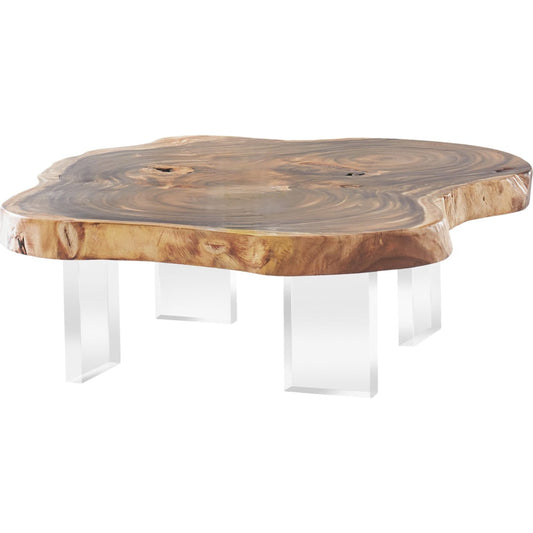 Floating Large Natural Coffee Table by Phillips Collection in brown. Made from wood, chamcha wood acrylic in a modern style.