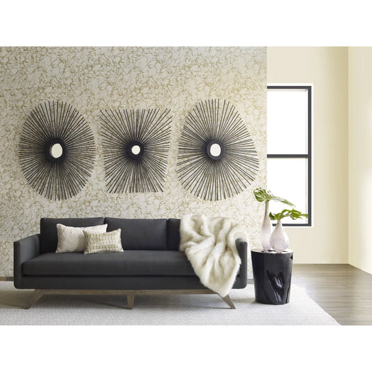 Spoke Round Mirror by Phillips Collection in charred. Made from wood in a modern style.