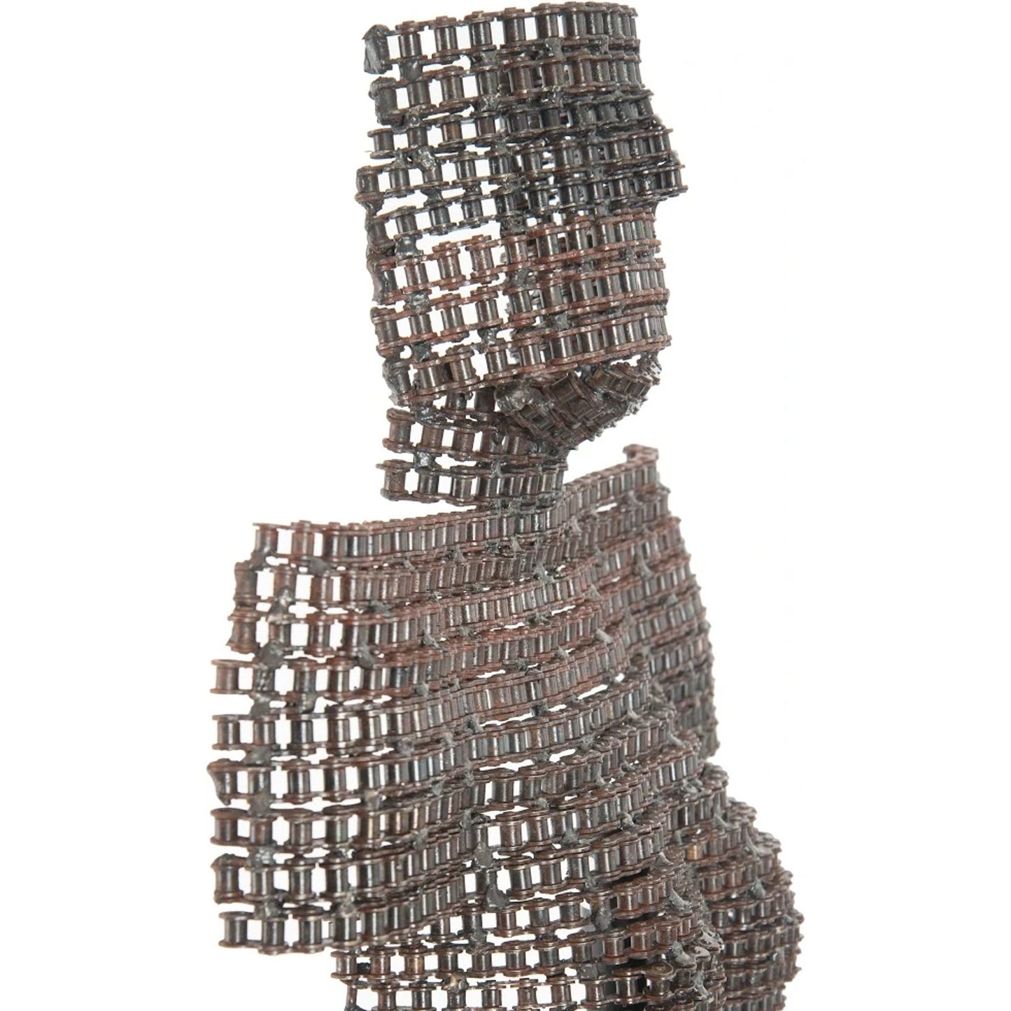 002 SR-820219 | Additional Silo | Chain Bust Sculpture on Stand by Phillips Collection in brown and rust. Made from metal in a modern style.