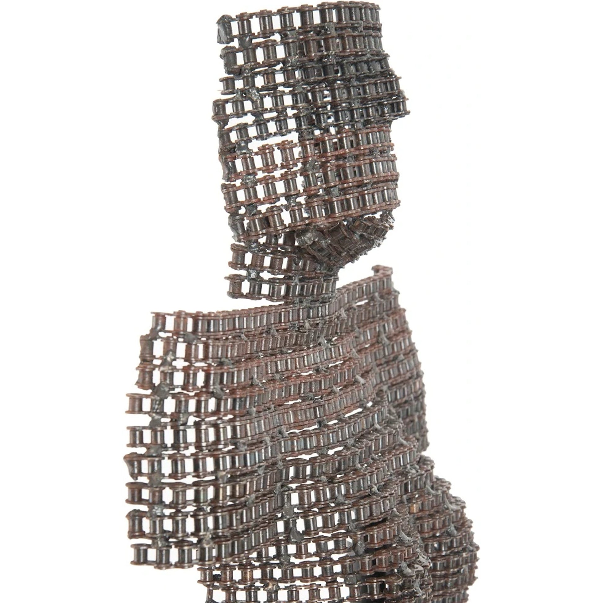 Chain Bust Sculpture on Stand by Phillips Collection in brown and rust. Made from metal in a modern style.