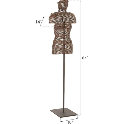 Chain Bust Sculpture on Stand by Phillips Collection in brown and rust. Made from metal in a modern style.