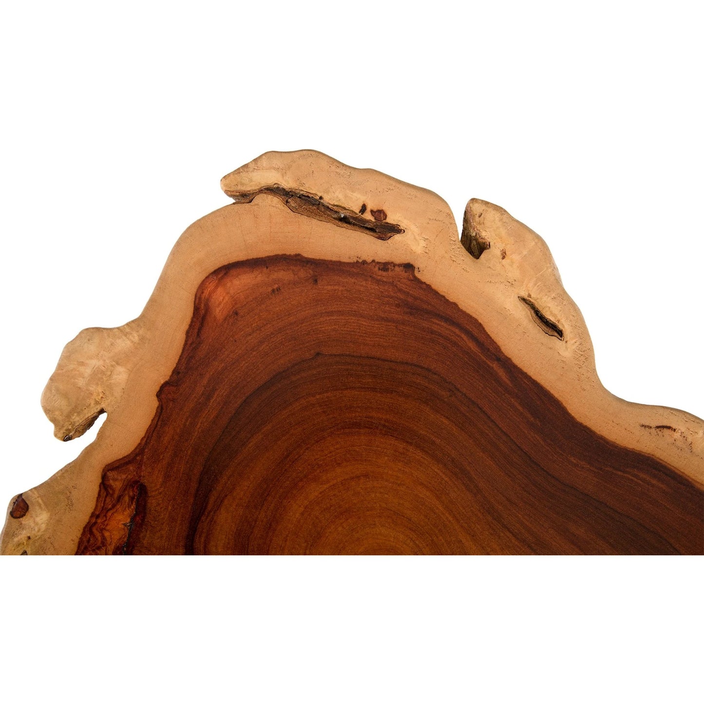 003 SR-939537 | Closeup | Makha Burled Wood SideTable by Phillips Collection in black, brown. Made from wood, makha metal, iron in a eclectic & global style.