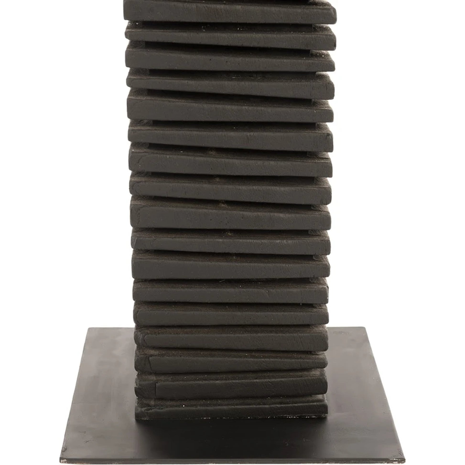 Black Wood Bisected Abstract Sculpture by Phillips Collection in black and charred. Made from wood, metal in a eclectic & global style.