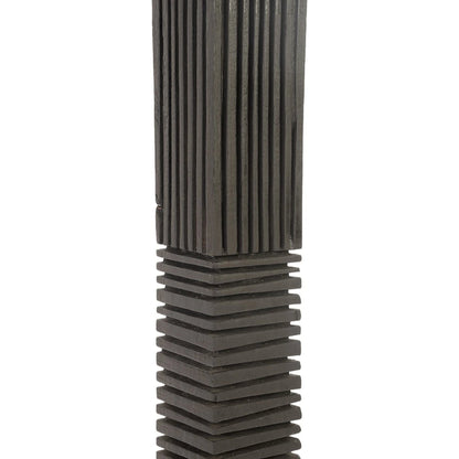 Black Wood Bisected Abstract Sculpture by Phillips Collection in black and charred. Made from wood, metal in a eclectic & global style.