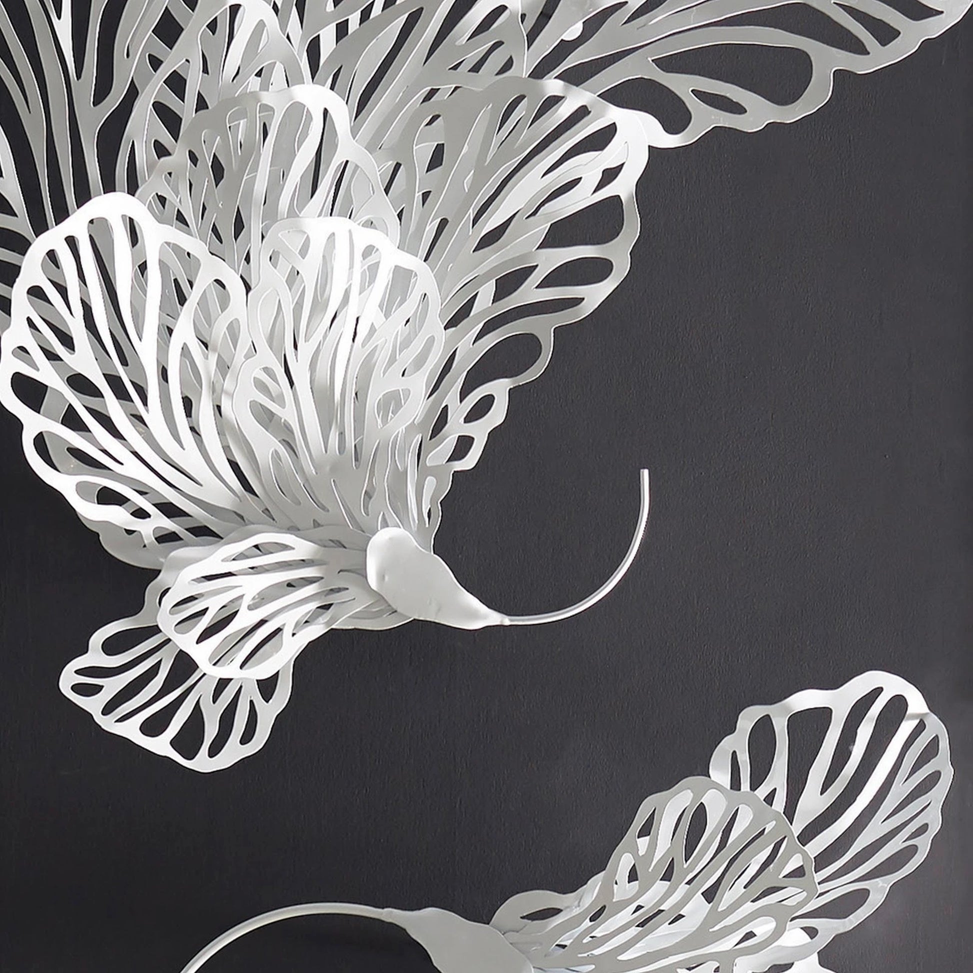 White Butterfly Wall Art by Phillips Collection in white and powder coat. Made from metal in a coastal style.