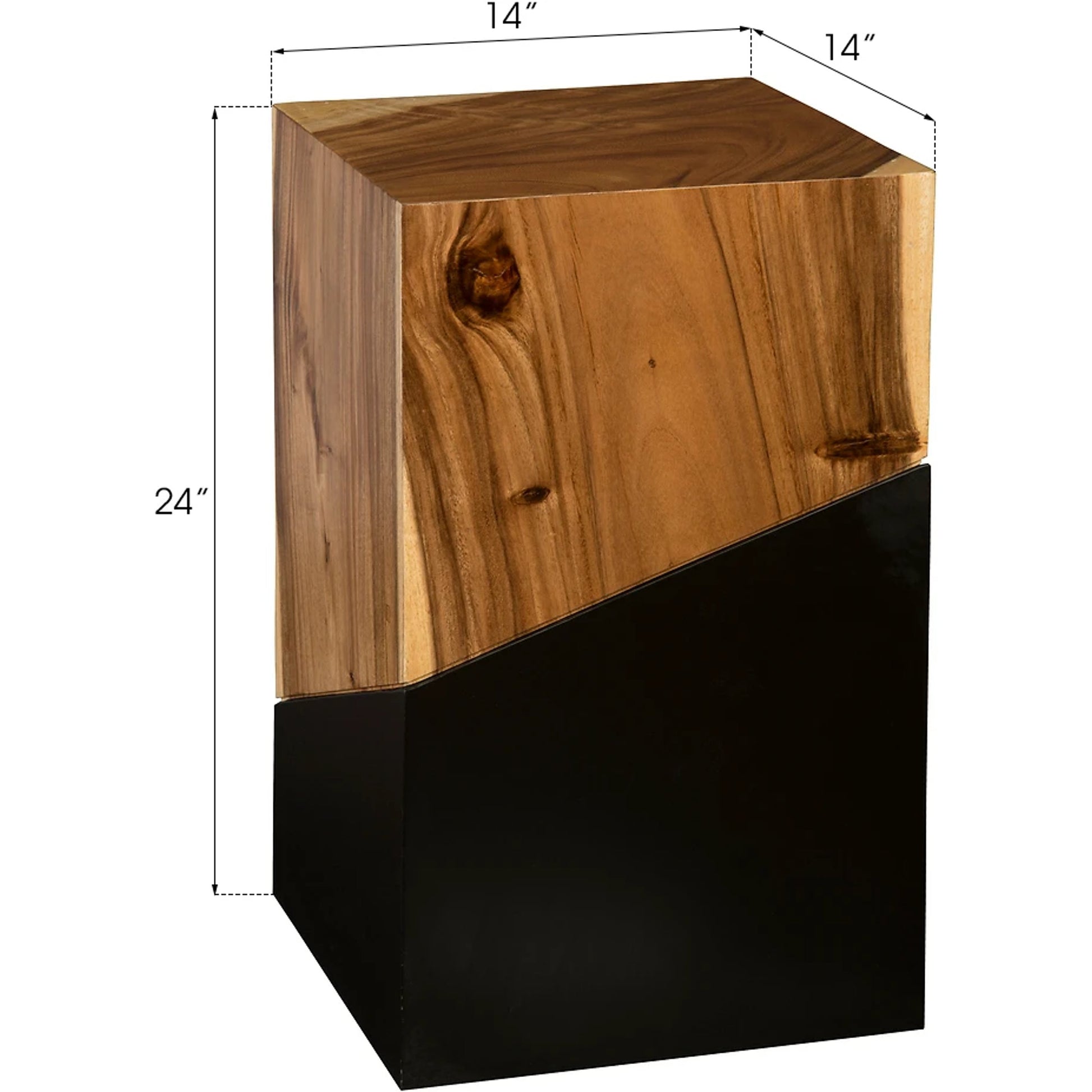 Geometry Side Table by Phillips Collection in gray stone. Made from wood in a rustic style.