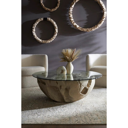 Stacked Wall Ring by Phillips Collection in bleached. Made from wood in a coastal style.