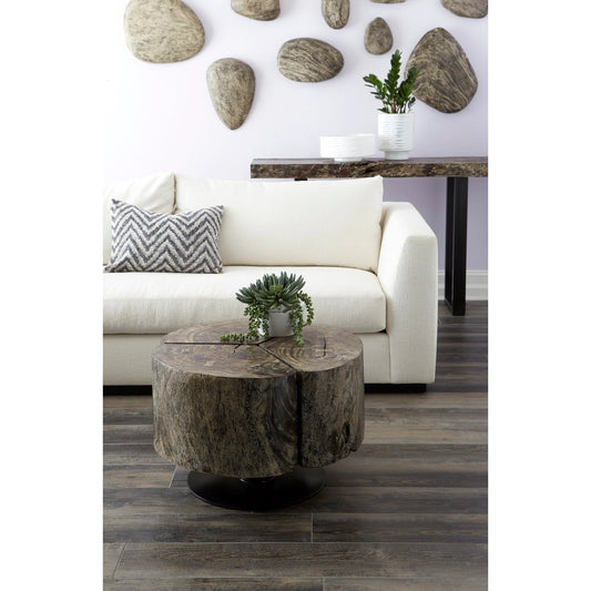 Clover Gray Stone Coffee Table by Phillips Collection in gray stone. Made from unique in a rustic style.