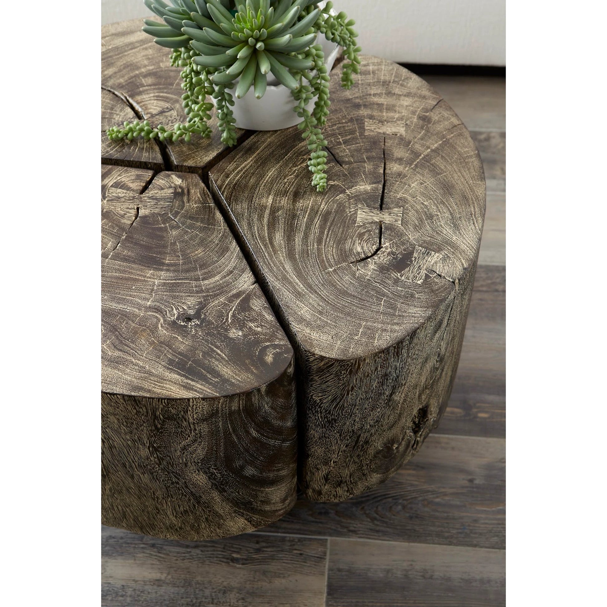 Clover Gray Stone Coffee Table by Phillips Collection in gray stone. Made from unique in a rustic style.