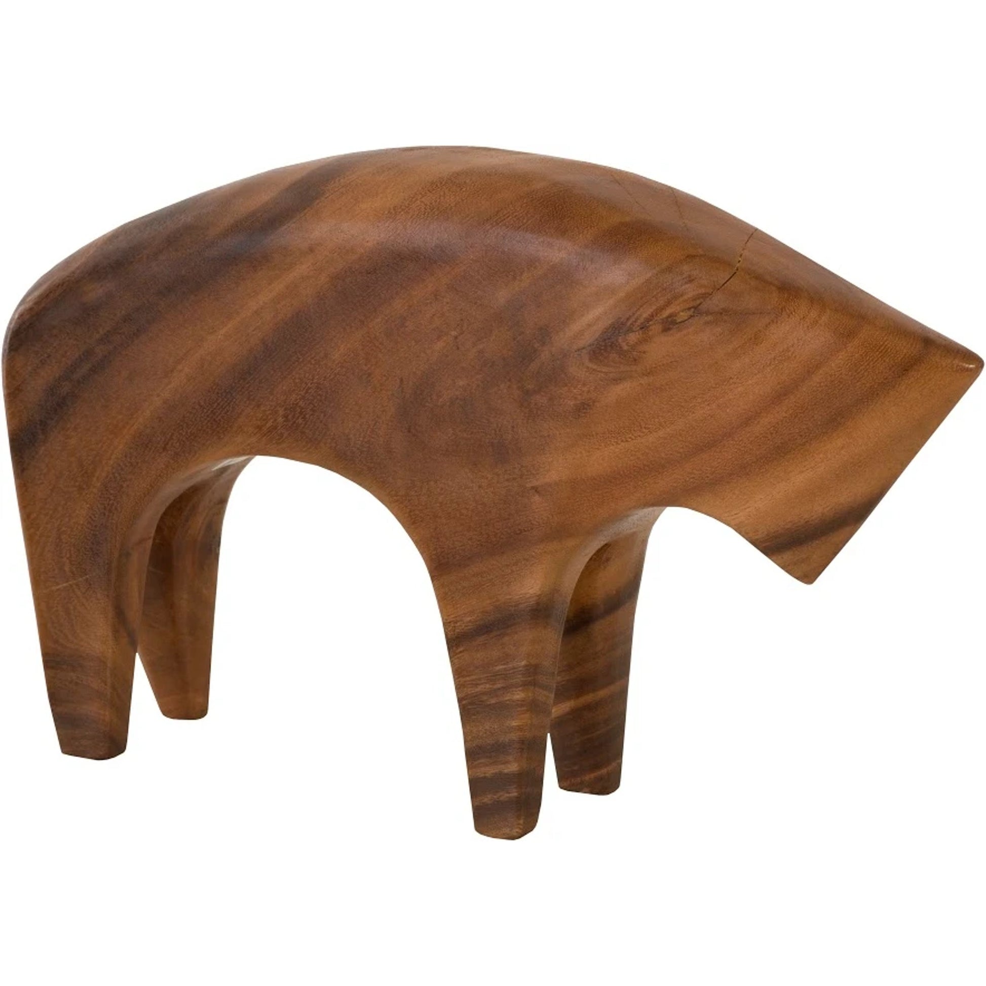 Bull Sculpture by Phillips Collection in brown. Made from wood in a eclectic & global style.