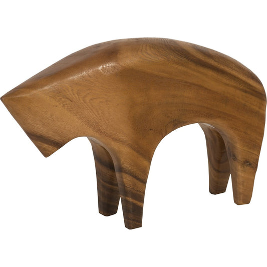 Bull Sculpture by Phillips Collection in brown. Made from wood in a eclectic & global style.